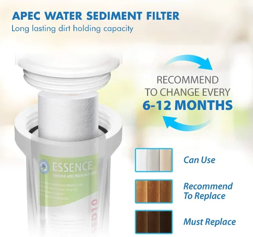 Vista 4 de APEC Water Systems FI-ES-SED10 - Filtro de repuesto de sedimentos de 10 pulgadas de etapa 1 de 5 micrones para sistema debajo del fregadero