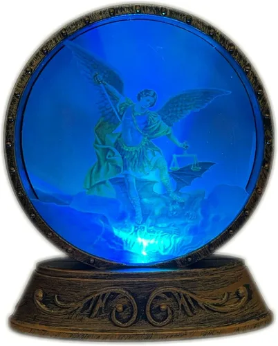 Vista 2 de Imagen Del Arcangel Miguel (Lampara de mesa 5.5"X4.5") Acrílico LED
