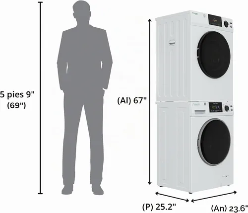 Vista 5 de Juego de lavandería Equator 18 Lbs Lavadora 1.9cf+Secadora Ventilada 4cf SINGLE OUTLET 110V