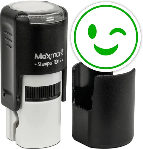 Vista 78 de MaxMark Sello de Emoji Autoentintado Redondo - Enojada - Tinta Negra
