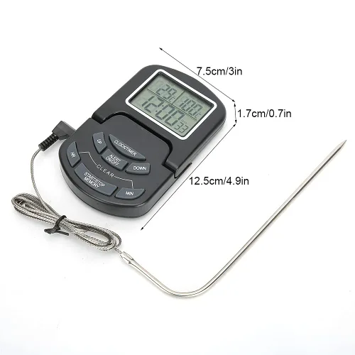 Vista 5 de Sonda digital de alta precisión temporizador de cocina para el hogar, termómetro digital de alimentos para carne, termómetro de cocina
