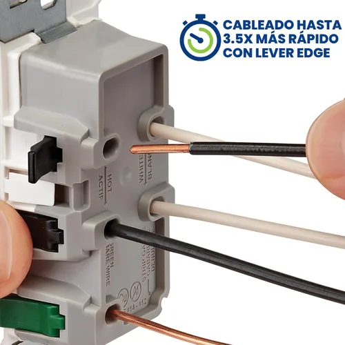 Vista 2 de Leviton Lever Edge - Tomacorriente de pared dúplex resistente a manipulaciones de 15 A, paquete de 10, E5325-MW, color blanco