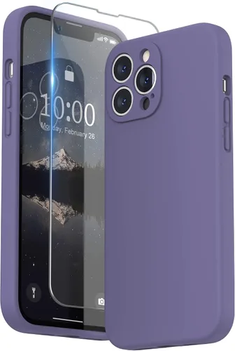 Vista 26 de SURPHY Funda compatible con iPhone 13 Pro Max con protector de pantalla, (protección de cámara + forro de microfibra suave), funda de silicona Negro