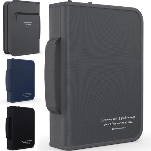 Vista 21 de DEHITE Funda para la Biblia para mujer, bolsas de transporte de la Biblia, tamaños medianos y grandes, ranuras para bolígrafos, tela de primera