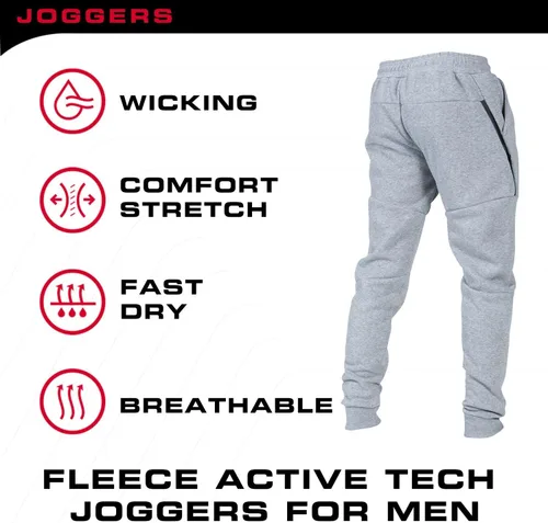 Vista 6 de Ultra Performance 3 Pack Fleece Active Tech Joggers for Men, Mens Sweatpants with Zipper Pockets