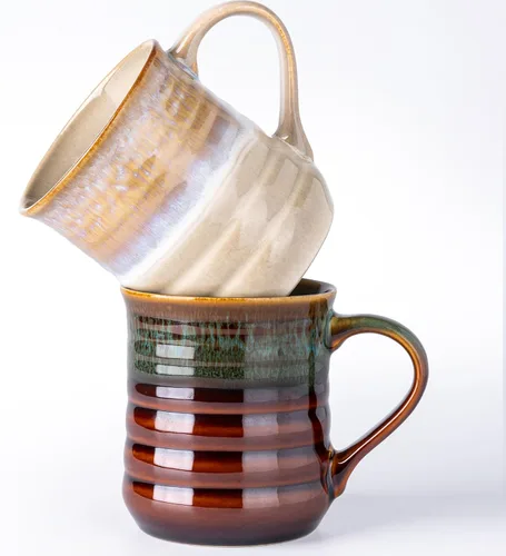 Vista 13 de GBhome Taza de café grande de 18 onzas, taza de café de cerámica hecha a mano para café con leche, té, cerveza, cacao caliente, apta
