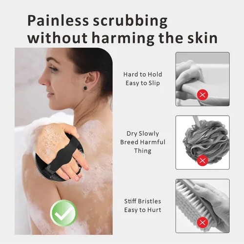 Vista 9 de Limpiador facial de silicona suave, limpiador corporal para limpieza profunda, exfoliación, 2 cepillos corporales de silicona para mujeres