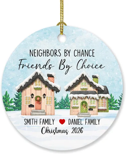 Vista 13 de Adorno personalizado de buen vecino con nombres y texto personalizados, adornos de tesoro de A Good Neighbor is A Found, adornos de Navidad 2024