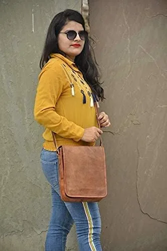 Vista 4 de AryanExports Bolso de piel auténtica vintage hecho a mano de 11 pulgadas, bolso cruzado para el hombro, bolso marrón unisex, regalo para hombres