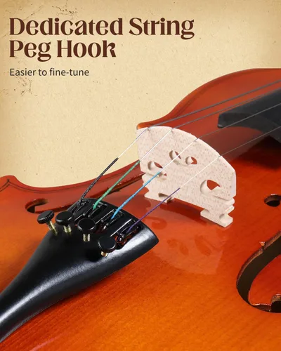 Vista 2 de Ktaxon Violín 4/4 Juego de Tamaño Completo Fiddle, Kit Completo de Violines Acústicos con Tablero Hecho a Mano, Estuche Rígido Ligero de Iniciación