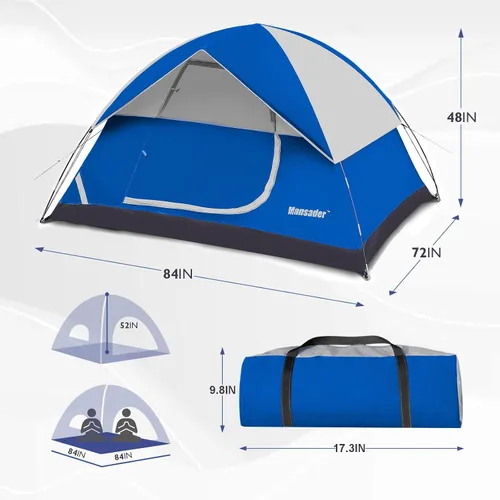 Vista 3 de Tienda de campaña impermeable para 2/3/4 personas para camping, ligera y fácil de instalar, tienda de campaña para senderismo al aire libre, tienda