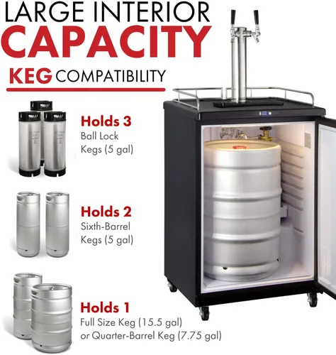 Vista 6 de Kegco Dispensador de barriles, dos grifos, acero inoxidable