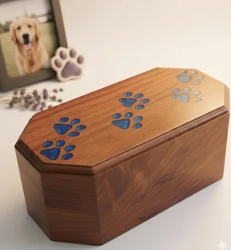 Vista 7 de Urna de madera – Urnas de mascotas para cenizas de perros, urnas decorativas de madera para cenizas – Urnas de cremación de palisandro para perros