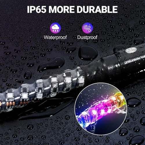 Vista 4 de IMARS 2 luces LED en espiral de 4 pies con Bluetooth y control remoto, 20 colores, 366 modos de iluminación, luz RGB de persecución resistente a