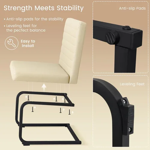 Vista 4 de Furniliving - Juego de 2 sillas de comedor modernas tapizadas de tela técnica con patas de acero, respaldo alto, sillas sin brazos para comedor