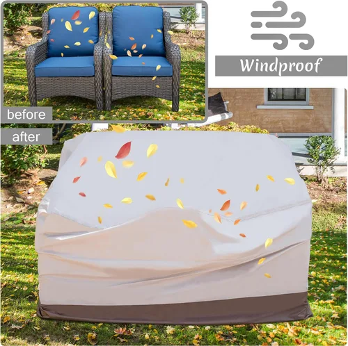 Vista 6 de ovios Fundas para muebles de patio, funda impermeable para sillas de sofá seccional, sofá biplaza otomana, sofá o mesa de uso general, 58.3 pulgadas