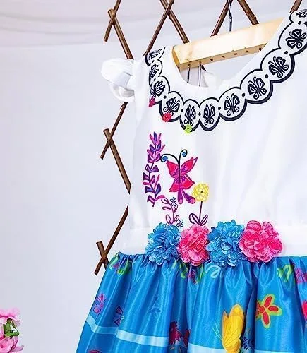 Vista 4 de Disfraz de Mirabel de Encanto para niñas, vestido temático, disfraz de princesa para Halloween
