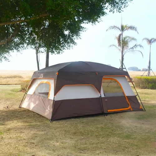Vista 5 de KTT Extra Large Tent 6-12-14 Person,Family Cabin Tents,2 Rooms,3 Doors and 3 Windows with Mesh,Straight Wall,Waterproof,Double Layer,Big Tent for
