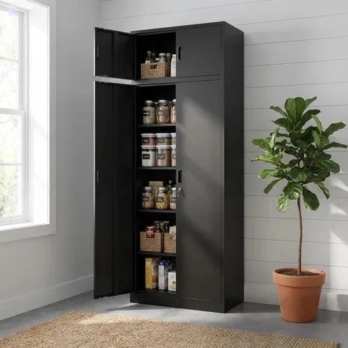 Vista 48 de BESFUR Armarios de almacenamiento de metal con estantes y puertas, armario de almacenamiento con cerradura de 36" de altura para oficina en casa