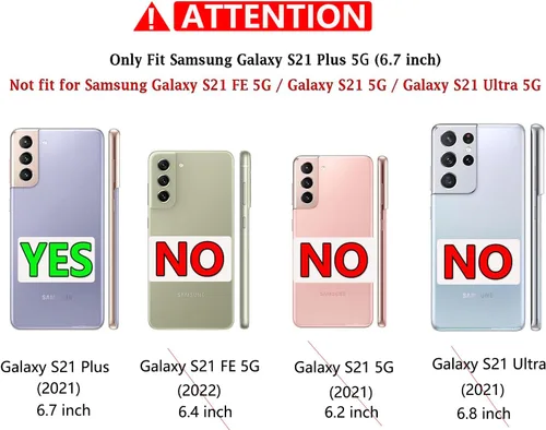 Vista 2 de Funda para Samsung Galaxy S21 Plus, con protector de pantalla HD [probada contra caídas de grado militar], funda protectora resistente a prueba