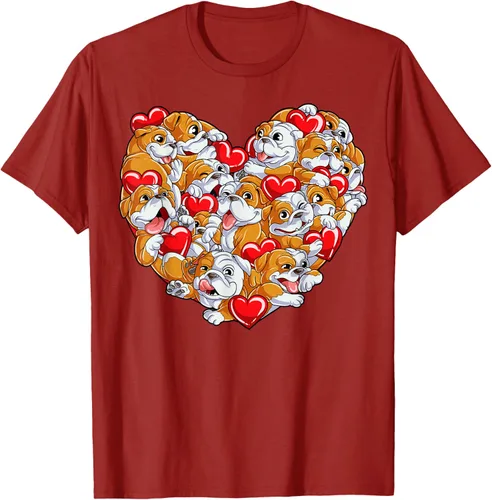 Vista 49 de Camiseta inglesa para el día de San Valentín con diseño de corazón y perro amante de los niños Negro