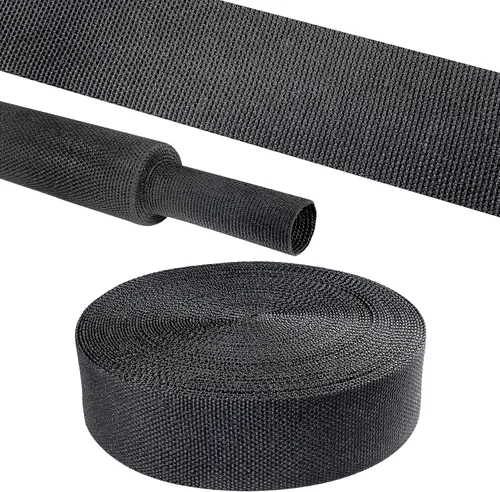 Vista 31 de Tubo de tela trenzada termorretráctil 2 en 1, ajuste ideal para manguera/cable/alambre de forma irregular (1-1/8 pulgadas, 14 pies)