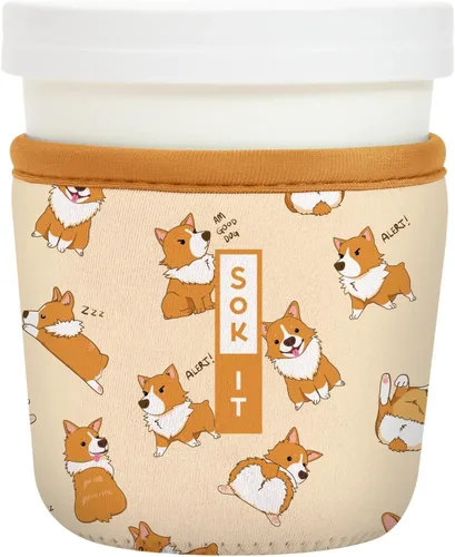 Vista 193 de Sok It IceCreamSok - Funda de neopreno aislada (flores abstractas, pintas de helado cónicas)