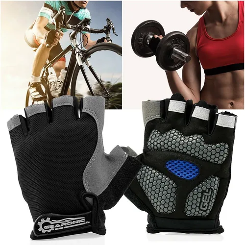 Vista 2 de GEARONIC Guantes de ciclismo para hombre, guantes de bicicleta de montaña sin dedos para hombres, guantes de bicicleta de montaña transpirables