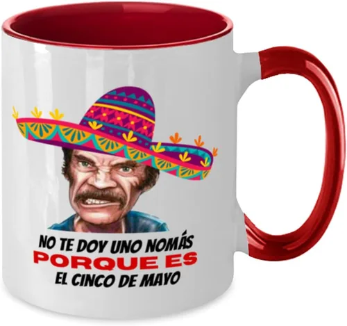 Vista 2 de Regalo para el cinco de mayo taza de café 2 colores roja y blanco no te doy una nomas