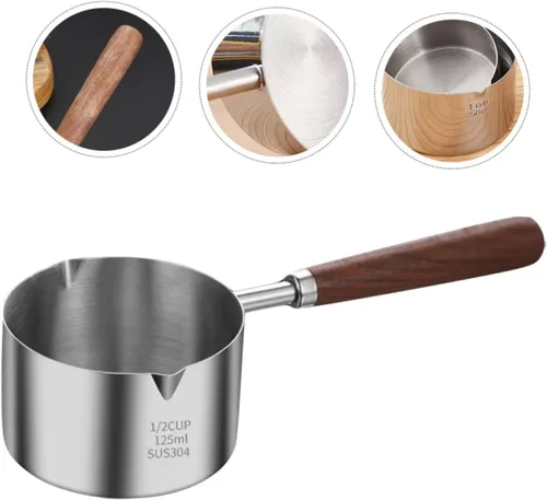 Vista 2 de KICHOUSE Olla pequeña con ollas, sartenes para el hogar, olla pequeña para fundir ollas de acero inoxidable, sartén con boquilla para verter, sartén