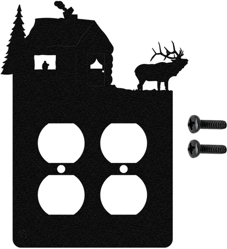 Vista 12 de Elk & Cabin - Placa de pared para interruptor de luz de palanca doble (palanca doble, negro) - Fabricado en Estados Unidos