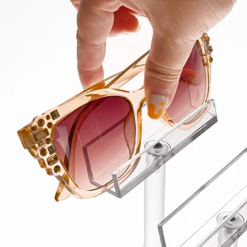 Vista 4 de MOOCA 3 Tier Premium Acrylic Eyewear Display Stand, Sunglasses Rack Holder, Sunglasses Stand, Eyewear Organizer for Eyeglasses, 5 in H 3-tier