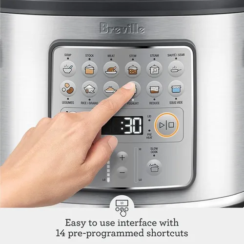 Vista 4 de Breville Fast Slow Go Olla de Presión Lenta BPR680BSS, Acero Inoxidable Cepillado