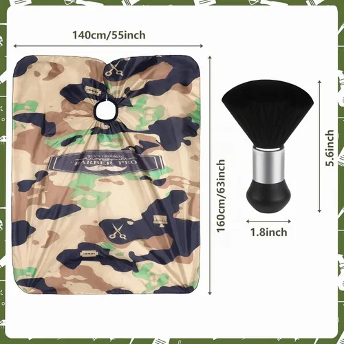 Vista 2 de FEBSNOW - Capa de peluquería profesional para cortar el cabello con cepillo para el cuello Full Coverage Haircut Apron for Adults, 47x56 inches