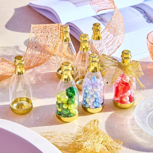 Vista 6 de Cunhill 54 botellas de caramelo de champán, regalos de despedida de soltera, mini botella para baby shower, recipientes pequeños de plástico