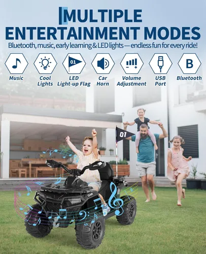 Vista 4 de 12V Kids ATV Ride on Toy with Remote ControlElectric 4 Wheeler for Kids 3-8 Black