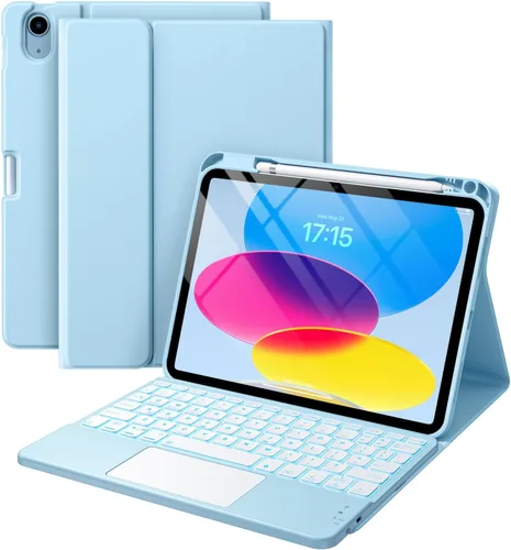 Vista 9 de Harvopu Funda compatible con iPad de 11ª y 10ª generación con teclado, funda tipo folio con soporte para Pencil, trackpad multitáctil