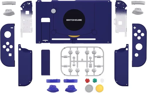 Vista 2 de eXtremeRate Botones de carcasa de repuesto para Nintendo Switch, placa trasera para consola de interruptores, carcasa con botones de juego completo