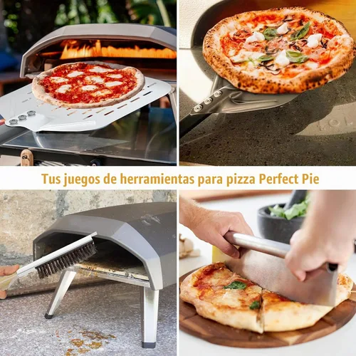 Vista 7 de Kit de accesorios para horno de pizza de 4 piezas, incluye cáscara de pizza perforada de 12 pulgadas, cáscara redonda de torneado de pizza de 9