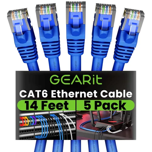 Vista 33 de GEARit Cables de conexión Cat6 de 1 pie negro (paquete de 5) Cables de conexión Cat 6 de 1 pie, cable de conexión negro/Ethernet, 10Gbps 550MHz