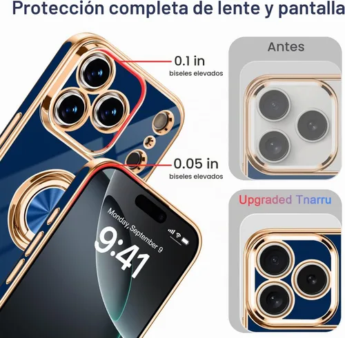 Vista 6 de Funda diseñada para iPhone 17 Pro Max con soporte de anillo, color azul