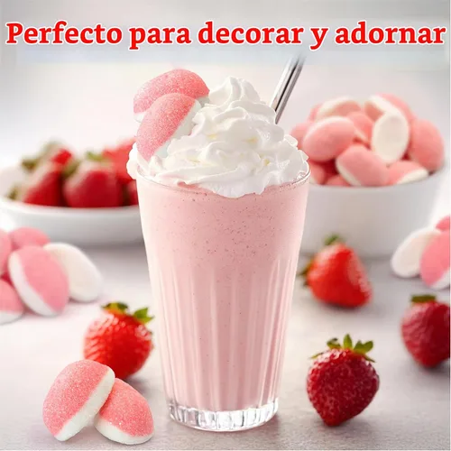 Vista 5 de Caramelos de gomita hinchables de fresa - Paquete a granel de 2 libras (aproximadamente 110 unidades) Dulces rosados Gomitas de fresa para revelar