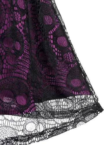 Vista 4 de Disfraz de Halloween para mujer, talla grande, malla de encaje, sin mangas, camisola, mini vestido