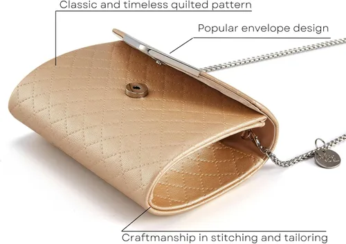 Vista 6 de Ava&Lina Bolso de mano para mujer, bolso de mano acolchado plateado, cadena ajustable acolchada