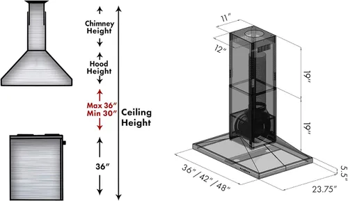 Vista 6 de ZLINE - Campana extractora convertible de 48 pulgadas para montaje en isla de ventilación en acero inoxidable (GL2i-48)