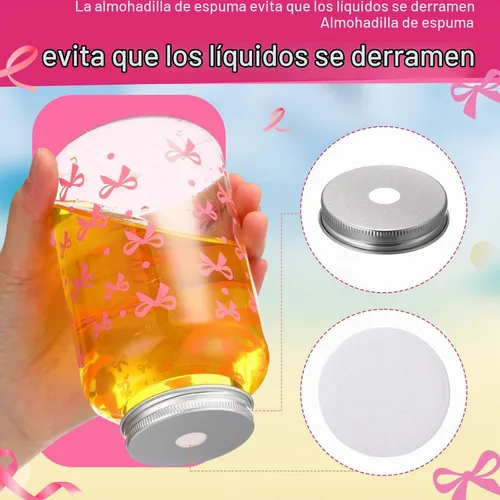 Vista 3 de Juego de 20 tazas de lazo rosa de 16 onzas, vasos de plástico