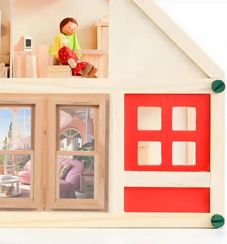 Vista 4 de Toyvian 1: Mini marco de ventana de madera a escala de 12, muebles de madera en miniatura para decoración de casa de muñecas, accesorios de casa