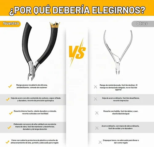 Vista 6 de BEZOX Cortacutículas para uñas dignas de salón de belleza, recortadora profesional de media mandíbula (0.197 in) con mango de silicona