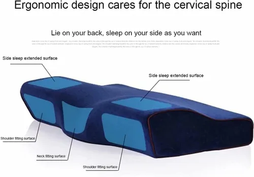 Vista 5 de Almohadas de espuma viscoelástica, gel refrescante, almohada ortopédica cervical para dolor de cuello, tamaño ergonómico estándar con funda lavable