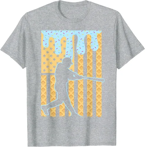 Vista 38 de Camiseta de béisbol Drip Boys Dripping Ice Cream Baseball American Flag, Negro -, Pequeña